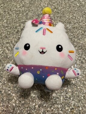 Plush Sprinkle Cat Party Toy - White with Multicolor Accents